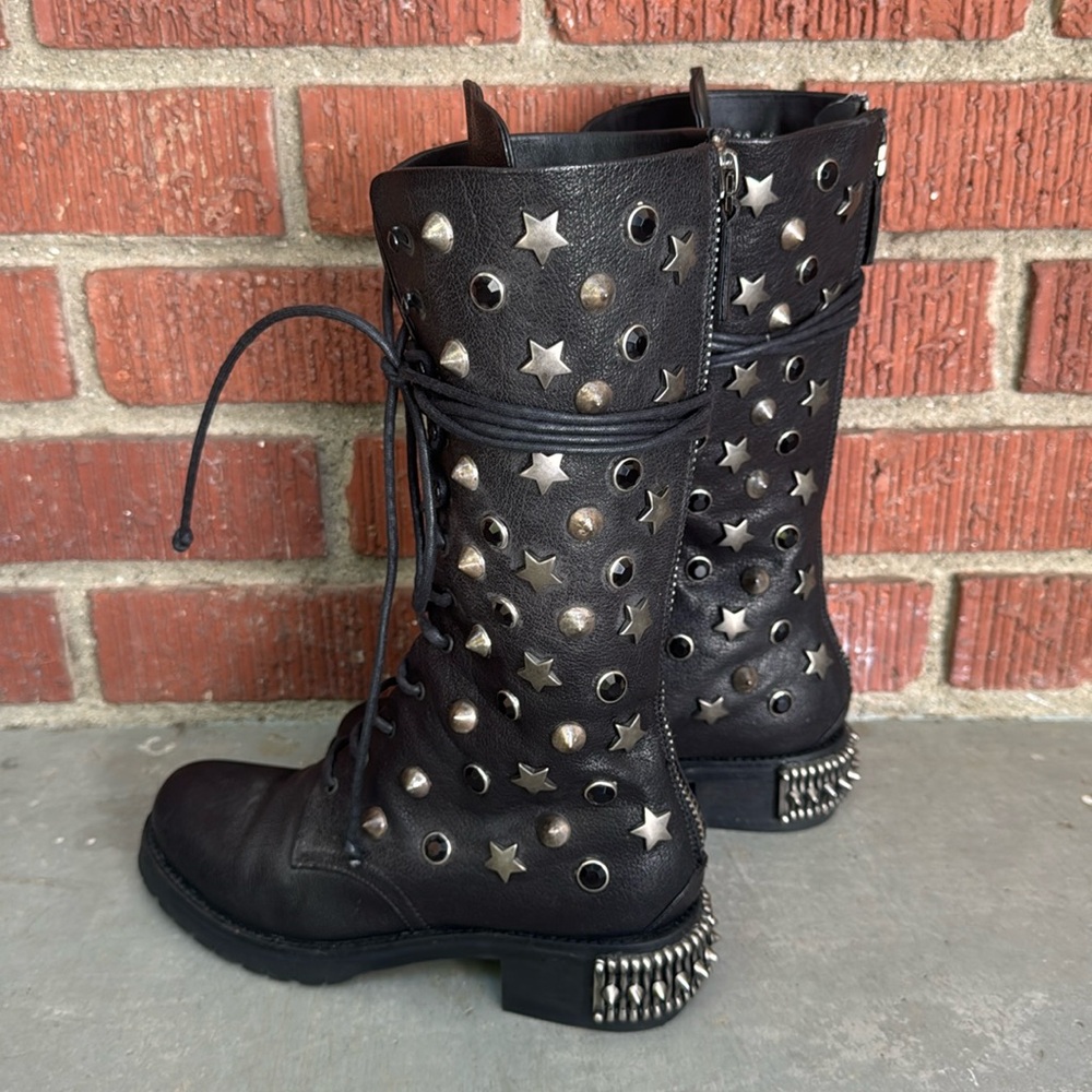 Baldan Embellished Leather Moto Boots - Picture 8 of 11
